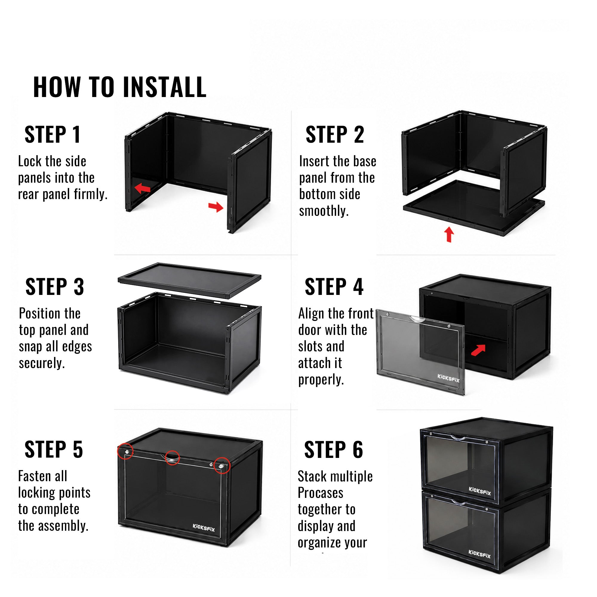 Procase - Stackable Storage Box (Black)